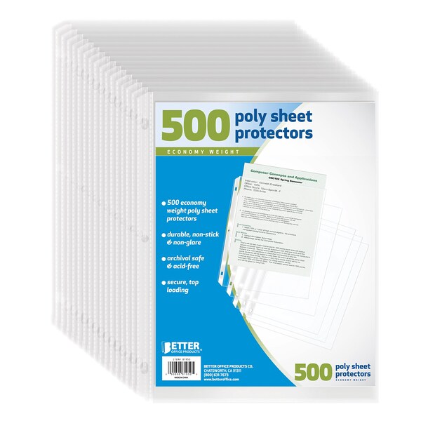 Better Office Products Sheet Protectors, Economy Weight, 500PK 81950 - main